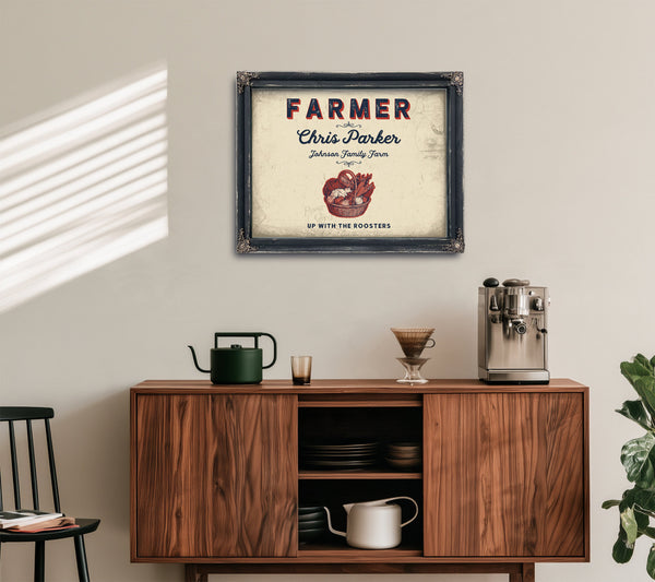 Personalized Farmer Sign, Up With the Roosters, Cream & Navy, image 15