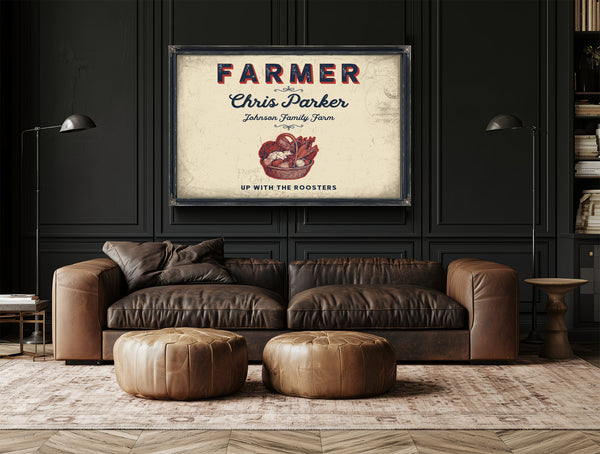 Personalized Farmer Sign, Up With the Roosters, Cream & Navy, image 17
