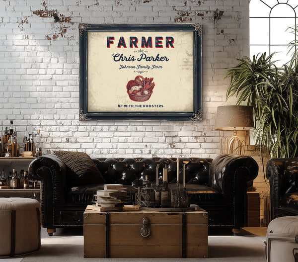Personalized Farmer Sign, Up With the Roosters, Cream & Navy, image 18