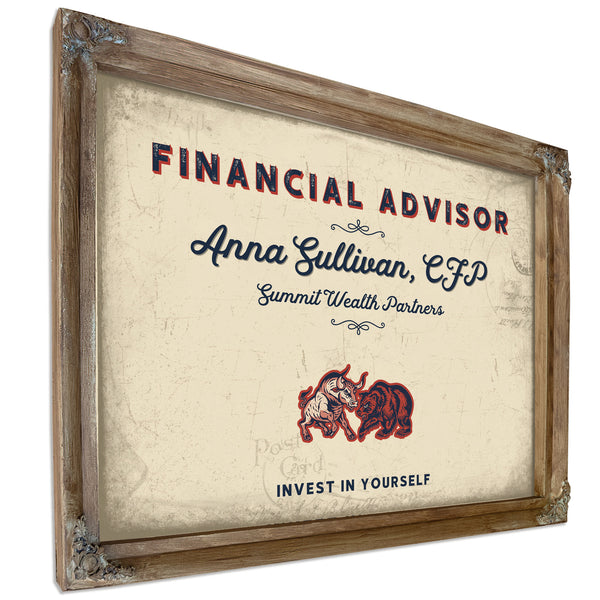 Personalized Financial Advisor Sign, Invest in Yourself, Cream & Navy, image 6