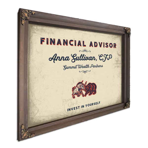 Personalized Financial Advisor Sign, Invest in Yourself, Cream & Navy, image 7
