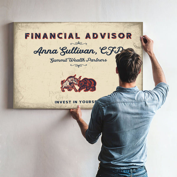 Personalized Financial Advisor Sign, Invest in Yourself, Cream & Navy, image 9