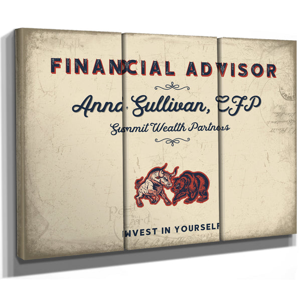 Personalized Financial Advisor Sign, Invest in Yourself, Cream & Navy, image 14