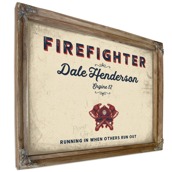 Personalized Firefighter Sign, Running In When Others Run Out, Cream & Navy, image 6