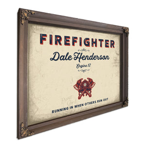 Personalized Firefighter Sign, Running In When Others Run Out, Cream & Navy, image 7