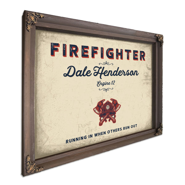 Personalized Firefighter Sign, Running In When Others Run Out, Cream & Navy, image 7