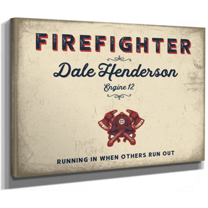 Personalized Firefighter Sign, Running In When Others Run Out, Cream & Navy, image 8