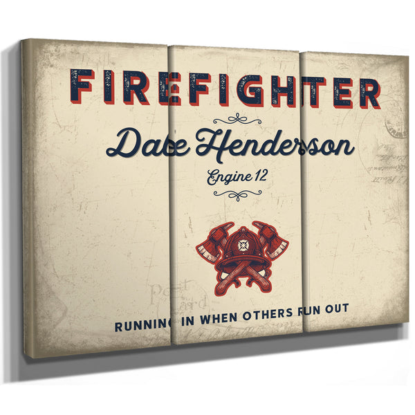 Personalized Firefighter Sign, Running In When Others Run Out, Cream & Navy, image 14