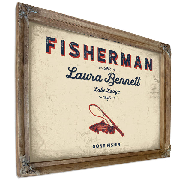 Personalized Fisherman Sign, Gone Fishin', Cream & Navy, image 6