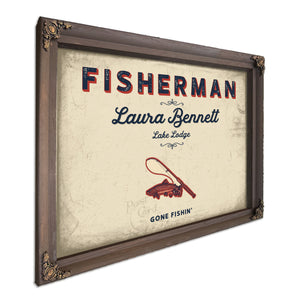 Personalized Fisherman Sign, Gone Fishin', Cream & Navy, image 7