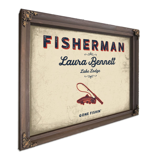 Personalized Fisherman Sign, Gone Fishin', Cream & Navy, image 7