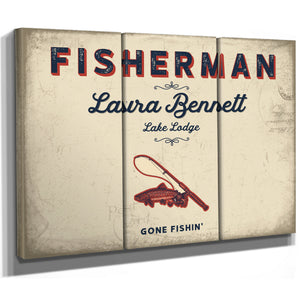 Personalized Fisherman Sign, Gone Fishin', Cream & Navy, image 14