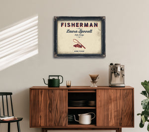 Personalized Fisherman Sign, Gone Fishin', Cream & Navy, image 15