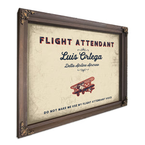 Personalized Flight Attendant Sign, Do Not Make Me Use My Flight Attendant Voice, Cream & Navy, image 7
