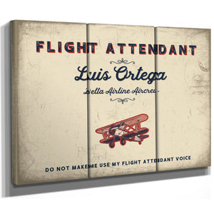 Personalized Flight Attendant Sign, Do Not Make Me Use My Flight Attendant Voice, Cream & Navy, image 14