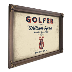 Personalized Golfer Sign, Grip It & Sip It, Cream & Navy, image 7