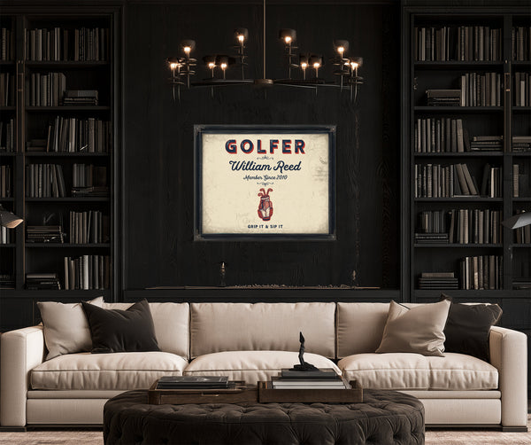 Personalized Golfer Sign, Grip It & Sip It, Cream & Navy, image 16