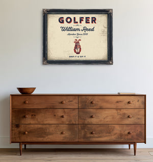 Personalized Golfer Sign, Grip It & Sip It, Cream & Navy, image 19