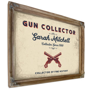Personalized Gun Collector Sign, Collector of Fine History, Cream & Navy, image 6