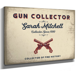 Personalized Gun Collector Sign, Collector of Fine History, Cream & Navy, image 8