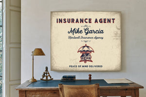 Personalized Insurance Agent Sign, Peace of Mind Delivered, Cream & Navy, image 2