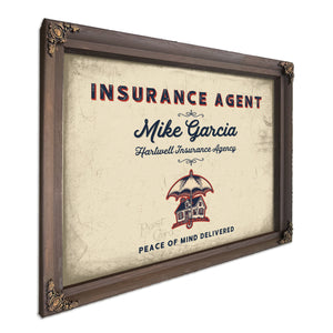Personalized Insurance Agent Sign, Peace of Mind Delivered, Cream & Navy, image 7