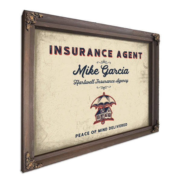Personalized Insurance Agent Sign, Peace of Mind Delivered, Cream & Navy, image 7