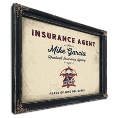 Personalized Insurance Agent Sign, Peace of Mind Delivered, Cream & Navy, image 1