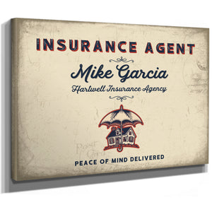 Personalized Insurance Agent Sign, Peace of Mind Delivered, Cream & Navy, image 8