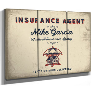 Personalized Insurance Agent Sign, Peace of Mind Delivered, Cream & Navy, image 14