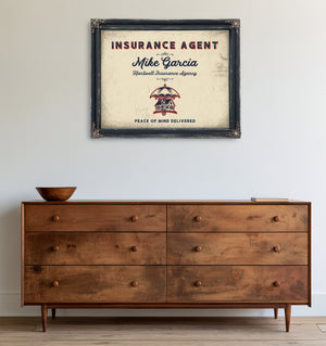 Personalized Insurance Agent Sign, Peace of Mind Delivered, Cream & Navy, image 19