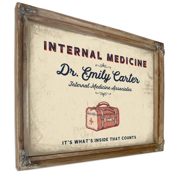 Personalized Internal Medicine Sign, It's What's Inside That Counts, Cream & Navy, image 6