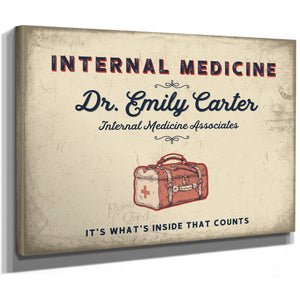 Personalized Internal Medicine Sign, It's What's Inside That Counts, Cream & Navy, image 8