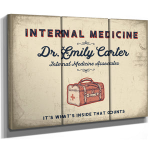 Personalized Internal Medicine Sign, It's What's Inside That Counts, Cream & Navy, image 14