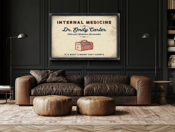 Personalized Internal Medicine Sign, It's What's Inside That Counts, Cream & Navy, image 17