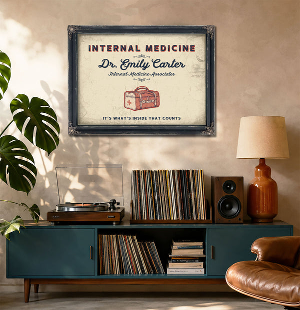 Personalized Internal Medicine Sign, It's What's Inside That Counts, Cream & Navy, image 20
