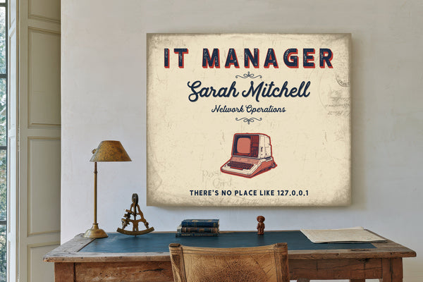 Personalized IT Manager Sign, There's No Place Like 127.0.0.1, Cream & Navy, image 2