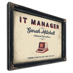 Personalized IT Manager Sign, There's No Place Like 127.0.0.1, Cream & Navy, image 1