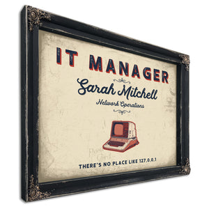 Personalized IT Manager Sign, There's No Place Like 127.0.0.1, Cream & Navy, image 1