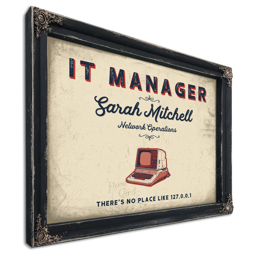 Personalized IT Manager Sign, There's No Place Like 127.0.0.1, Cream & Navy, image 1