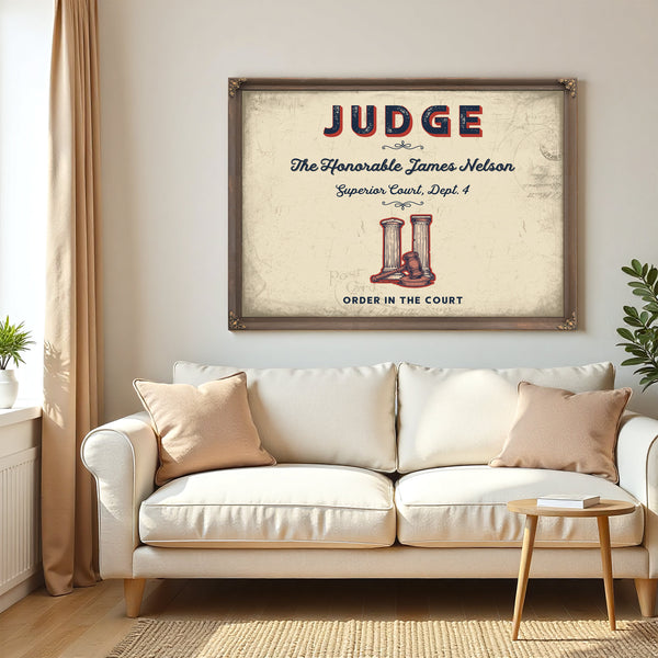 Personalized Judge Sign, Order in the Court, Cream & Navy, image 5