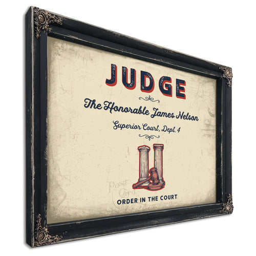 Personalized Judge Sign, Order in the Court, Cream & Navy, image 1