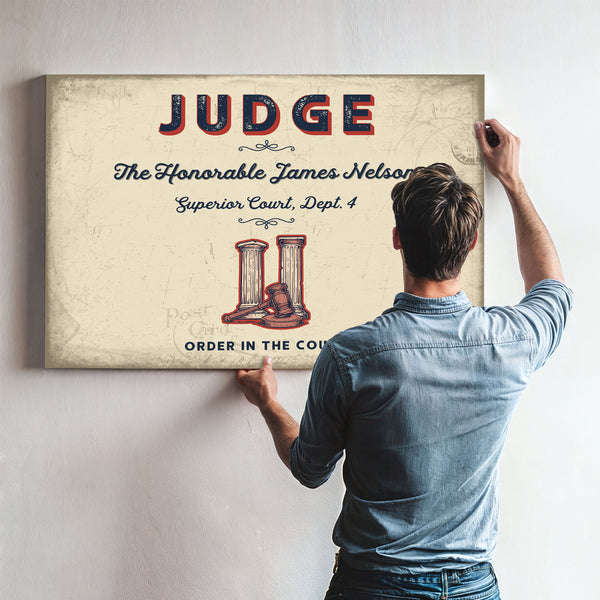 Personalized Judge Sign, Order in the Court, Cream & Navy, image 9