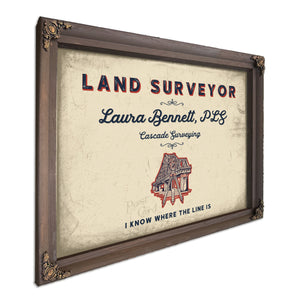 Personalized Land Surveyor Sign, I Know Where the Line Is, Cream & Navy, image 7
