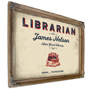 Personalized Librarian Sign, Shhh... I'm Reading, Cream & Navy, image 6