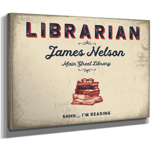 Personalized Librarian Sign, Shhh... I'm Reading, Cream & Navy, image 8