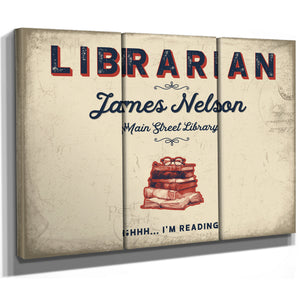 Personalized Librarian Sign, Shhh... I'm Reading, Cream & Navy, image 14