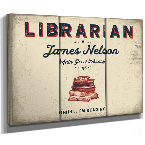Personalized Librarian Sign, Shhh... I'm Reading, Cream & Navy, image 14