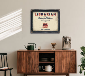 Personalized Librarian Sign, Shhh... I'm Reading, Cream & Navy, image 15
