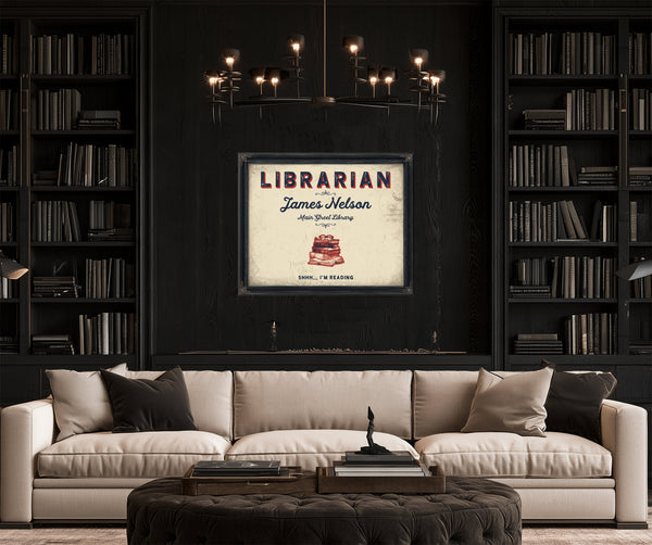 Personalized Librarian Sign, Shhh... I'm Reading, Cream & Navy, image 16